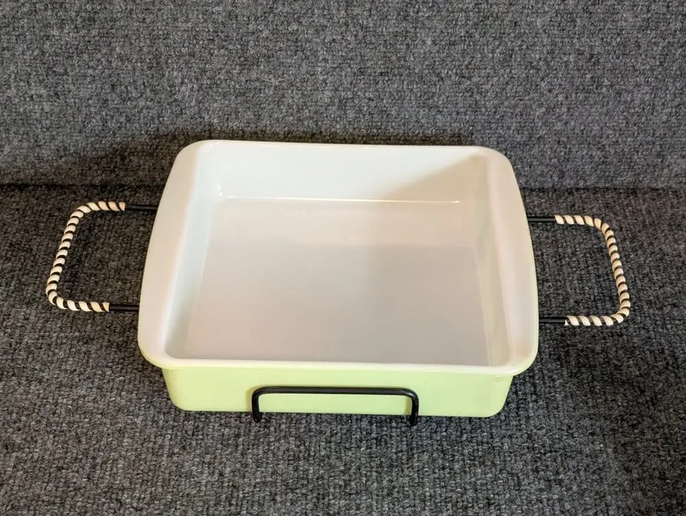 Vintage 1950s Pyrex Lime Green 222 8 X 8 Inch Square Baking Pan With Holder